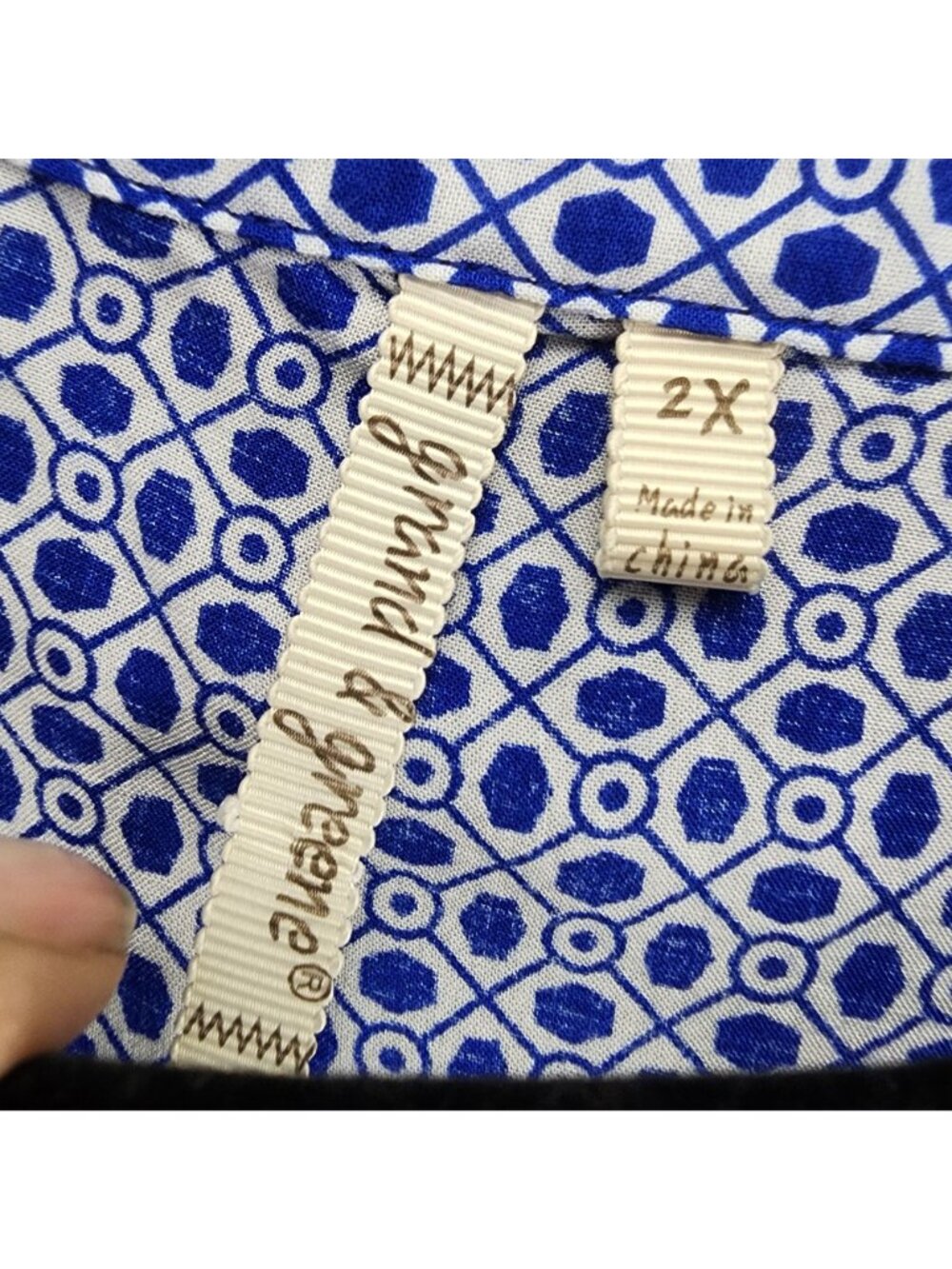 Grand & Greene Top Womens 2X Blue Long Sleeve Blouse - Picture 2 of 9
